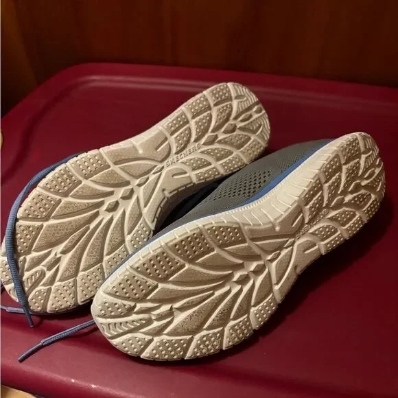 Skechers Gray and Blue Women's Sneakers - Picture 2 of 3